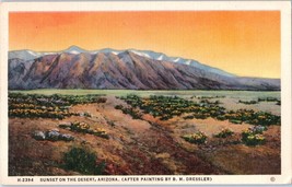 Sunset on the Desert Arizona DM Dressler Painting Fred Harvey Postcard 1969 - £5.90 GBP