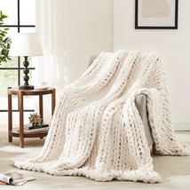Chunky Knit Blanket Throw,Soft Chenille Yarn Throw Blanket 50X60,Handmade Thick  - £73.53 GBP