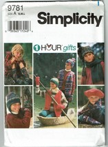 Simplicity Sewing Pattern 9781 Vest Scarf Mittens Hat Slippers Kids Size S-L - $8.15