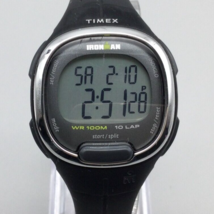 Timex Ironman Transit Digital Watch Women 34mm Silver Tone Black Indiglo 10 Lap - £19.56 GBP