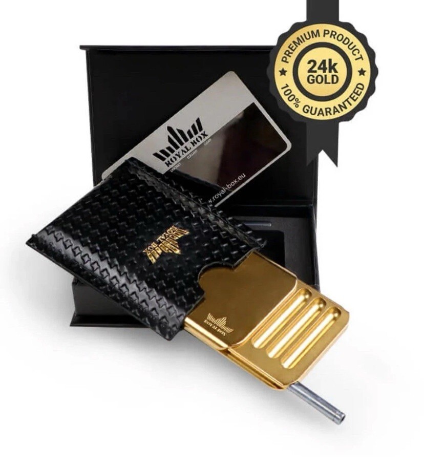8 Slot Royal Box 24K Gold Plated Luxury Snuff Box w/ Built In 3” Metal Straw Item image 4