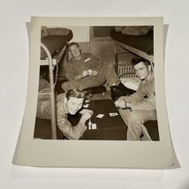 Vintage Photograph Soldiers Playing Cards Air Force 1950s Black &amp; White - £8.36 GBP