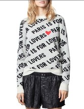 New Zadig &amp; Voltaire Anouk 100% Cashmere Printed Sweatshirt Sweater Sz S... - $296.99