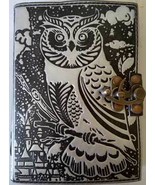 Owl black and silver 240 page leather blank book with latch - £27.96 GBP