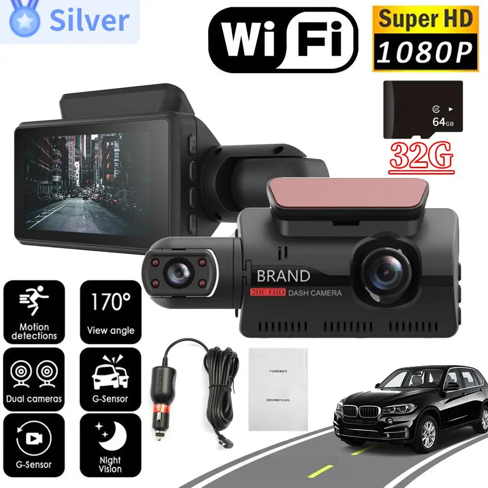 Dual Lens Dash Cam for Cars Black Box HD 1080P Video Recorder with WIFI Night - £32.62 GBP+