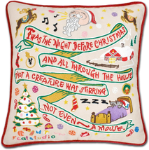 Catstudio Night before Christmas Embroidered Pillow, Winter Holiday Decorative T - £260.63 GBP