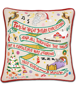Catstudio Night before Christmas Embroidered Pillow, Winter Holiday Deco... - £265.54 GBP