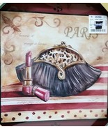 Paris Purse and Lipstick Wall Art Framed Picture With Faux Jewels Hanging - $259.71 MXN