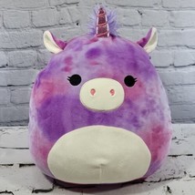 Squishmallows Aurora the Unicorn Soft Plush Pillow Kellytoy 12&quot; Tie Die Pink - £19.43 GBP