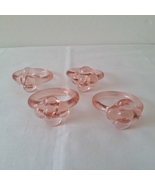 Set of Four Vintage 1980s Transparent Pink Napkin Rings Holders Flower B... - $41.03 CAD