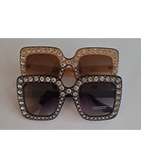 Oversized Square Flat Big Lens Womens Sunglasses Vintage Retro Rime Stone - $10.99
