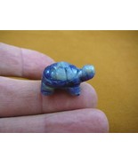 Y-TUR-LA-506) little blue land TURTLE tortoise FIGURINE gemstone BABY tu... - $8.99