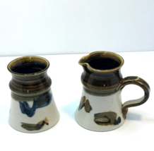 FOLKLORE COUNTRY SUGAR AND CREAMER SET BETH BRYANT THACKERRY STUDIO CLAY... - $24.74
