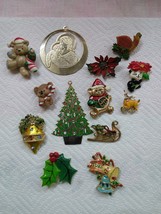 Christmas Pins/Ornaments Vintage Lot of 13 - £27.97 GBP