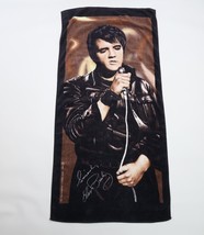 Vintage 80s 1986 Elvis Presley Spell Out All Over Print Beach Bath Towel 26x54&quot; - £46.59 GBP