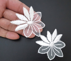5 pcs-10 pcs White Flower Lace Patch Motif Appliques Crafts Supply Sew on A100  - £4.81 GBP+