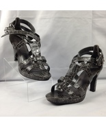 Lane Bryant Womens Gray Reptile Print Strappy  Open Toe Heeled Shoes Sz 9W - £15.92 GBP