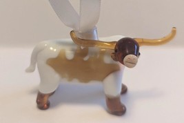 Longhorn Cattle Blown Glass Handcrafted Christmas Ornament NIB Gift Boxed - £17.36 GBP