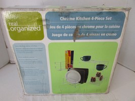KITCHEN ORGANIZER CHROME 4 PC SET SHELVING FOR SPICES DISHES WRAPS &amp; MORE - $239.65 MXN