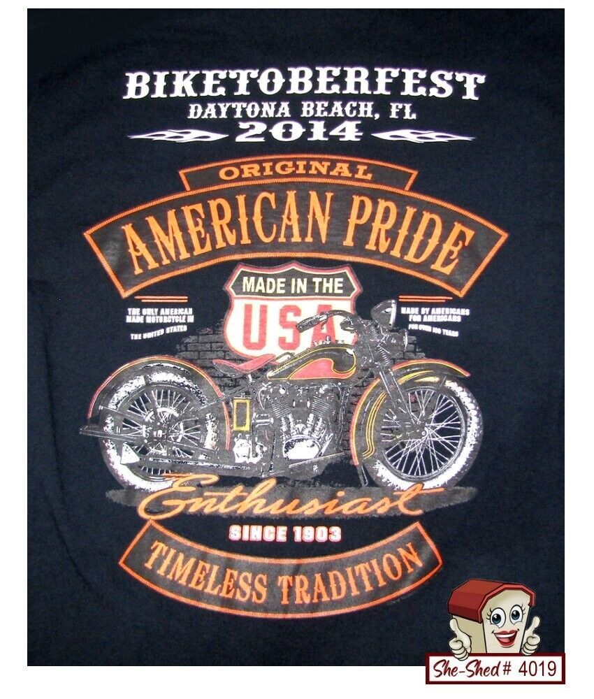 Primary image for BIKETOBERFEST 2014 American Pride Daytona Beach Biker T-Shirt M - Double Stitch