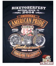 BIKETOBERFEST 2014 American Pride Daytona Beach Biker T-Shirt M - Double Stitch - £13.35 GBP