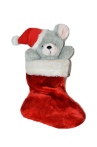 Vtg Prima Creations Gray Bear Mouse Christmas Stocking Plush 15&quot; 1989 - £8.14 GBP