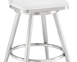 Armen Living Charlotte Swivel Counter Stool in Brushed Stainless Steel w... - £418.64 GBP