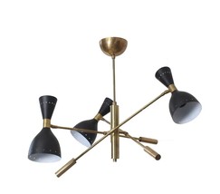 3 Light Stilnovo Style Raw Brass chandelier light Fixture Celling fixture lamp - £382.58 GBP