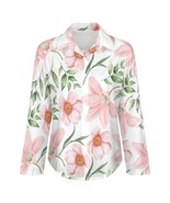 Mondxflaur Pink Floral Women&#39;s Shirt Long Sleeve Summer Elegant Fashionable - $34.28 CAD