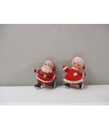 Vintage Christmas Felt Santa Mrs Claus Doll Figure Ice Skating Plastic F... - €34,39 EUR