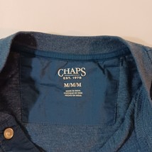 Chaps T-Shirt Men's Size Medium Long Sleeve Henley 3-Button Blue Cotton Blend image 3