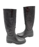 Yves Saint Laurent Festival 25 Black Rubber Sequins Knee-High Rain Boots... - £298.87 GBP