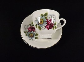 Vintage Cup &amp; Saucer Set-Bone China-Made in England-Floral Bouquet - $4.50