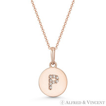 Initial Letter &quot;P&quot; CZ Crystal 14k Rose Gold 15mmx9mm Round Disc Necklace Pendant - £61.69 GBP+