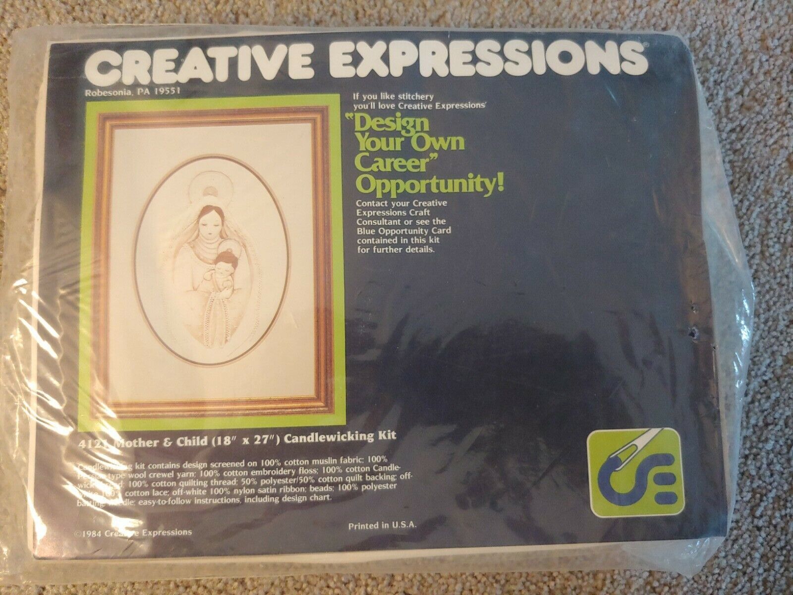 1984 Creative Expressions Mother & Child Candlewicking Kit  4121 18 x 27 Vintage - $21.01