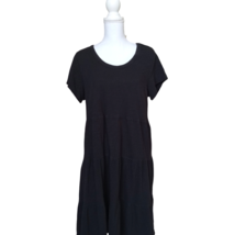 Time And Tru Womens Size L 12-14 Tiered Knit Dress Pockets Black Comfort... - $9.88