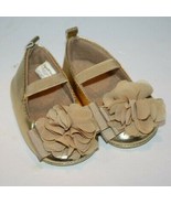 Baby Girl Christmas Holiday Dress Shoes 6-9 Mos Gold Flower Stepping Stones - £8.41 GBP