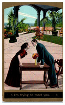 I&#39;m Trying To Meet You Courting Couple Postcard - $67.35