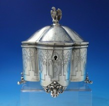 Austrian Sterling Silver Tea Caddy Brite Cut Eagle Finial c.1890 Vintage... - £1,027.30 GBP