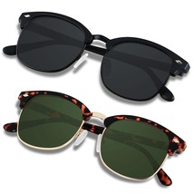Polarized Sunglasses For Men Women Uv Protection Semi Rimless Sun Glasses Classi - £23.71 GBP