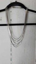 Silver Tone 5 Strand Waterfall Necklace W/ Clasp. - £11.20 GBP