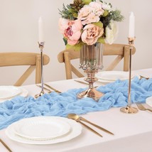 Baby Blue Cheesecloth Table Runner 10ft Vintage Rustic Gauze Table Runner 35x122 - £21.98 GBP