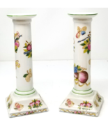 Floral Fruit Tapered Candle Holders Andrea by Sadek Ceramic Painted Japa... - £14.97 GBP