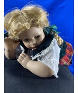 Unique 1-5000 PORCELAIN DOLL Soft  Body lays on her belly in Plaid Outfit - £25.74 GBP