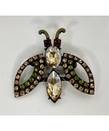 Vintage Fly Brooch Pin Multi Color Rhinestone Butterfly Insect Bug Gold ... - £7.13 GBP