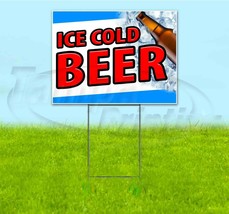 Ice Cold Beer 18x24 Yard Sign With Stake Corrugated Bandit Usa Business Alcohol - £22.52 GBP+