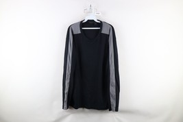 Vintage Express Mens XL Faded Blank Color Block Ribbed Knit Long Sleeve T-Shirt - $33.62