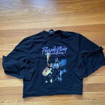 Prince Purple Rain Long Sleeve Shirt Women&#39;s Size Large Black Cropped Rare - $23.18