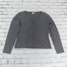 Sisley Cardigan Womens Small Gray Long Sleeve V Neck Wool Blend Button Up - £11.07 GBP