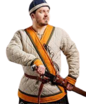 Mittelalterlich Viking Jacke Funktional Gambeson Sca Larp Kostüm Gesteppt Kunst - £78.22 GBP+